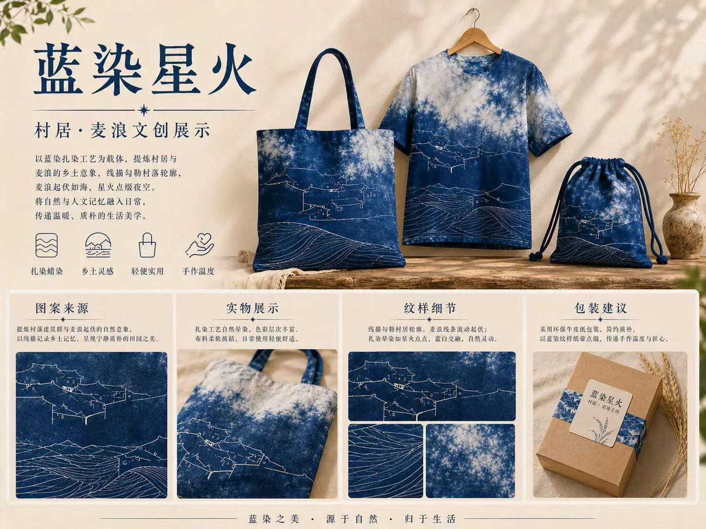 蓝染星火村居包袋设计